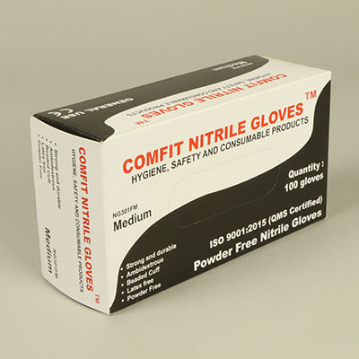 Medium sized black nitrile gloves