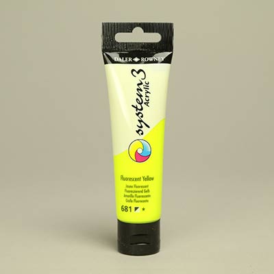 Daler-Rowney System 3 fluorescent yellow acrylic paint