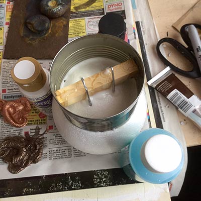 Polystyrene ball secured with PVA glue