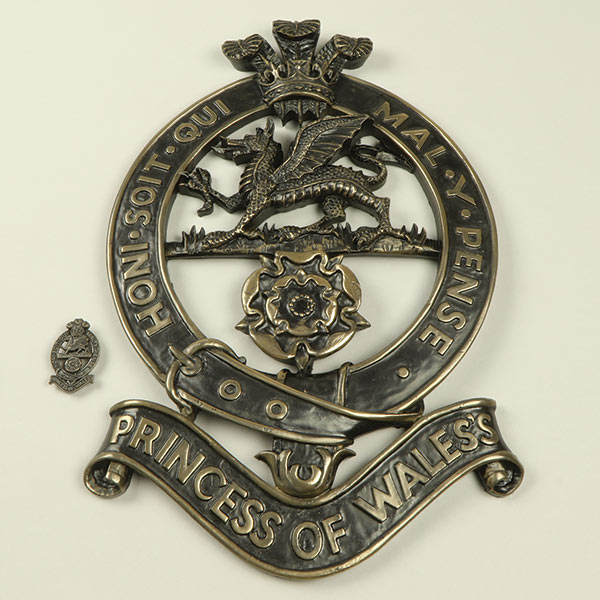 Princess of Wales's Royal Regiment cap badge made from resin with added bronze fine metal powder