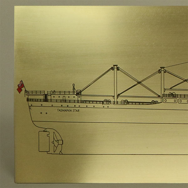 Photo etched brass ship plaque for customer Tim Chapman