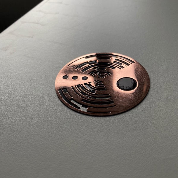 Photo etched 0.45mm copper with black in-filling