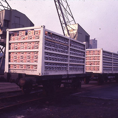 Open fruit rack container Salford Docks