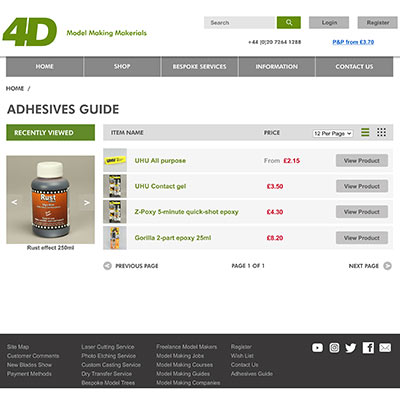 4D modelshop adhesives guide