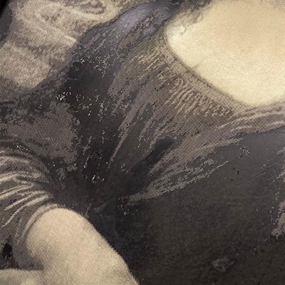 In-filled Mona Lisa etching