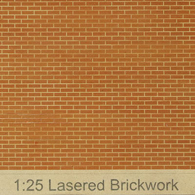 Painted card with laser cut brickwork