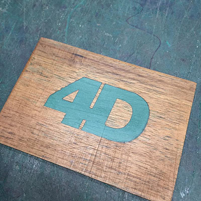 Resin inlay into lasered walnut