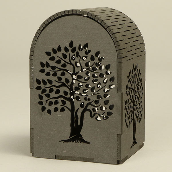 Laser cut lantern in FIBRANOR black MDF