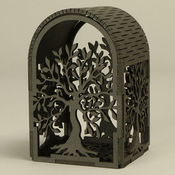 Laser cut lantern in FIBRANOR black MDF