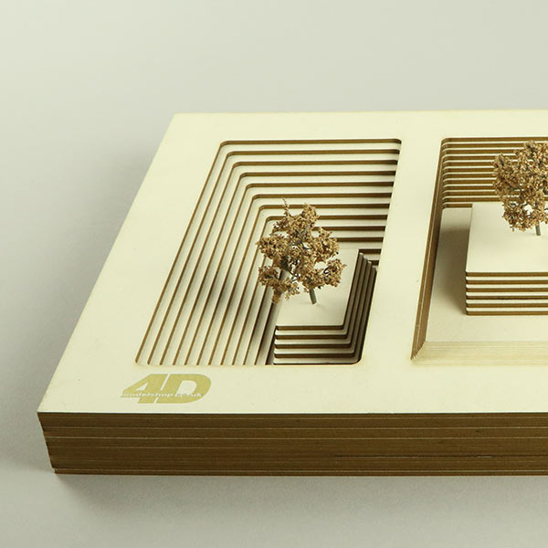 Laser cut Finnboard architectural model