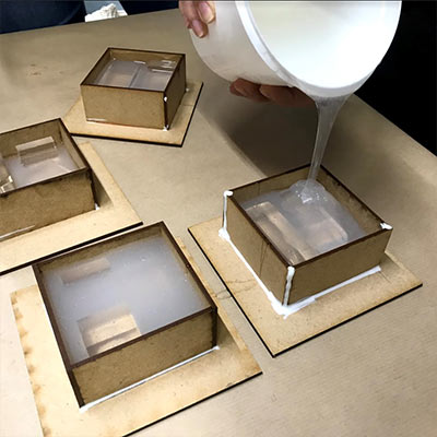 Use of resin encapulation for architectural models