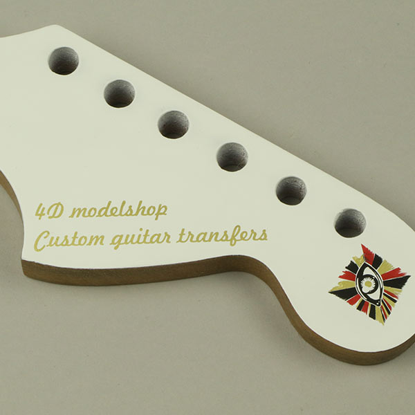 Custom dry transfer decals - lettering for a guitar headstock