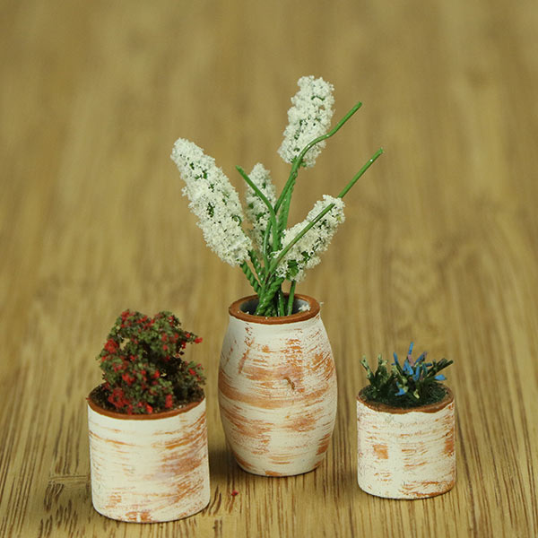 Miniature indoor plants and vase